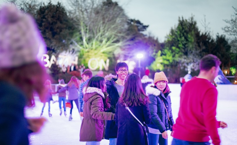 People ice skating at Bath on Ice